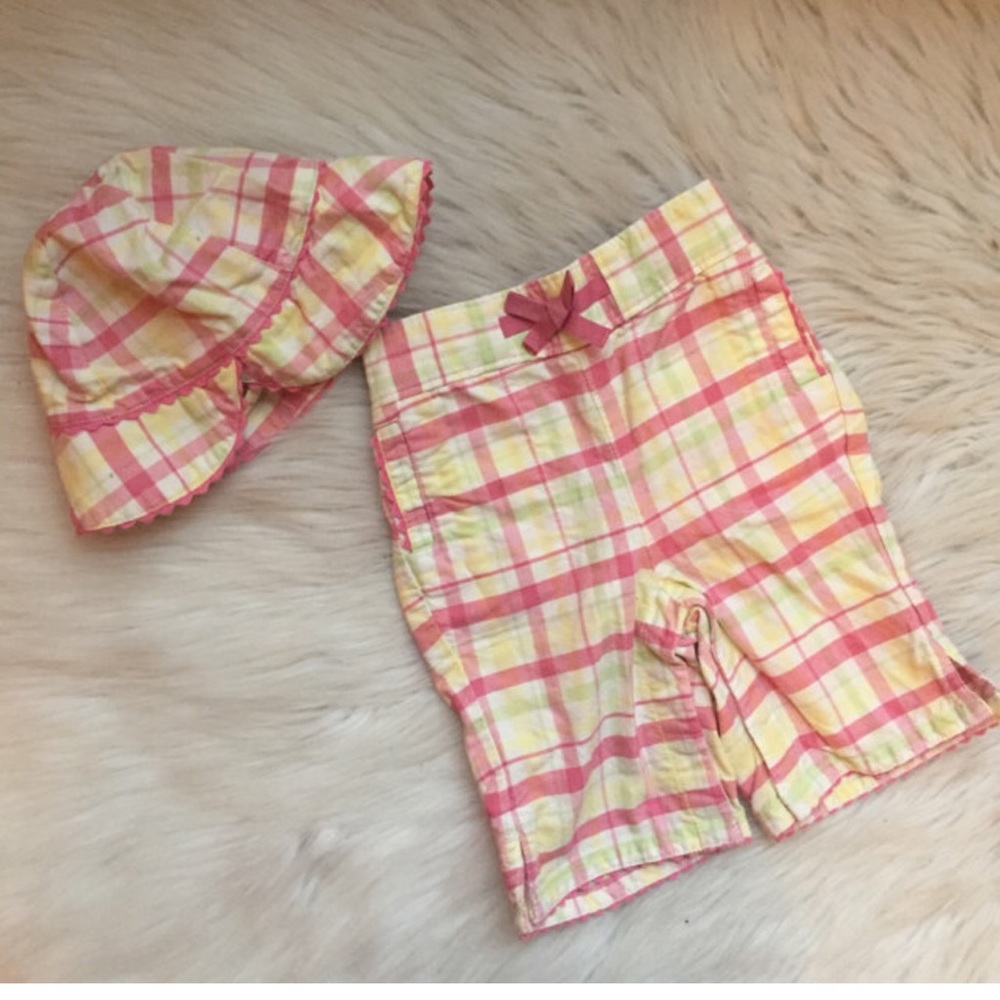 Babygap vintage plaid hat and pant set